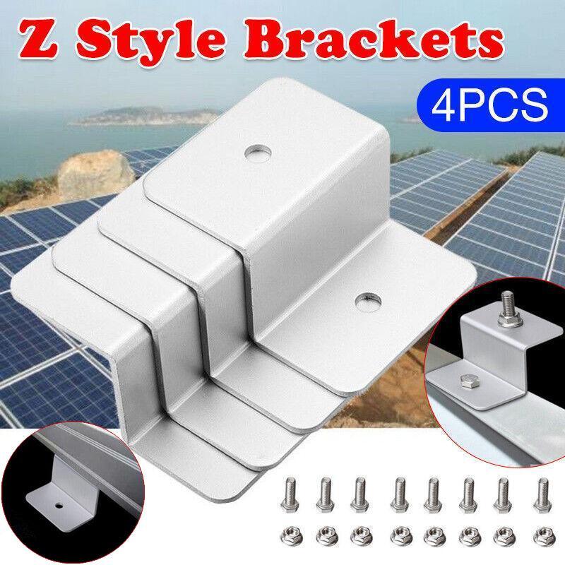 4 Pcs Solar Panel Z-Bracket  Mounting Flat Roof Yacht Rv Mount Aluminum Kit Au