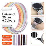 20mm Nylon Braided Sport Loop Velcro Watch Band Strap Compatible Replacement - Rainbow
