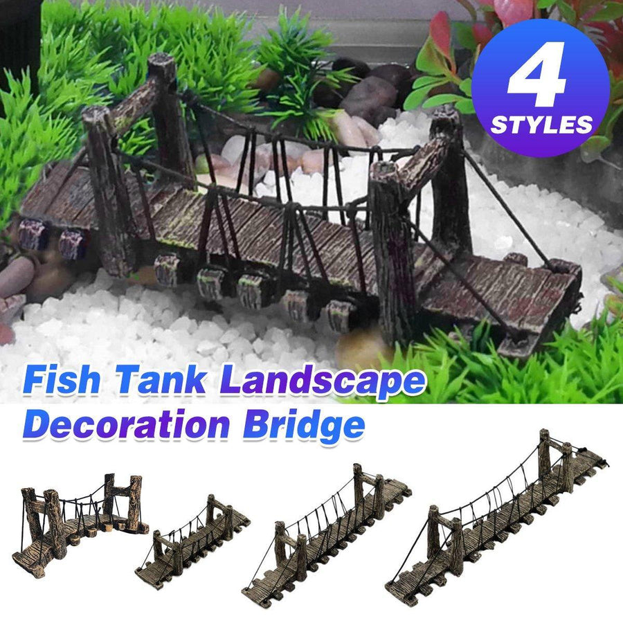 Resin Bridge Aquarium Decoration Fish Tank Accessories Shrimp Tortoise Climbing - Bent Rope Bridge-S