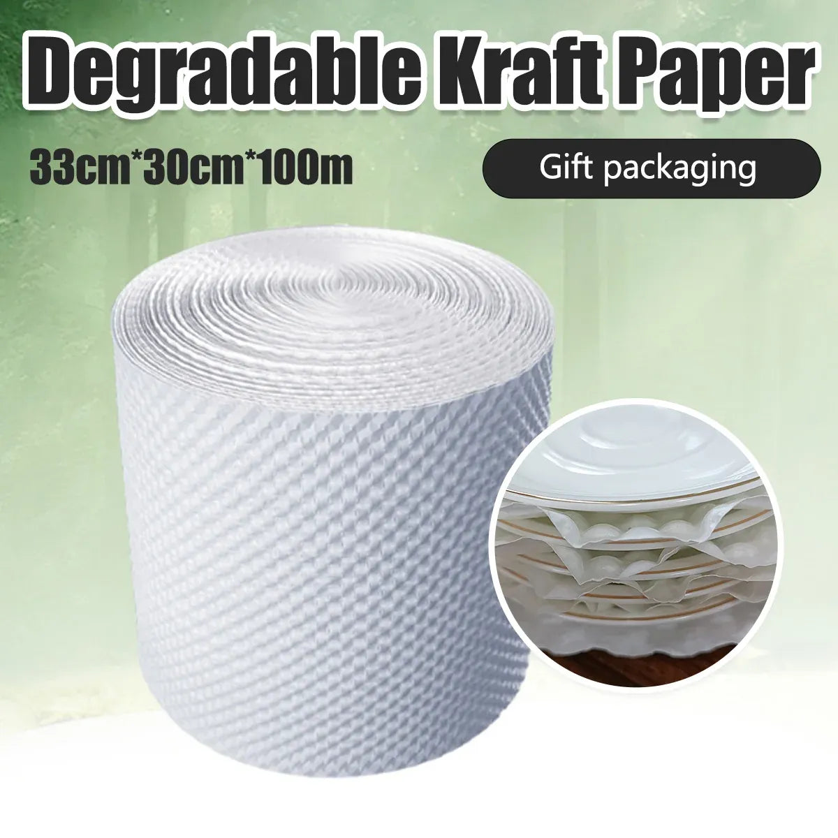 White Kraft Paper Roll Degradable Bubble Wrap Cushion Packaging Paper For Gift