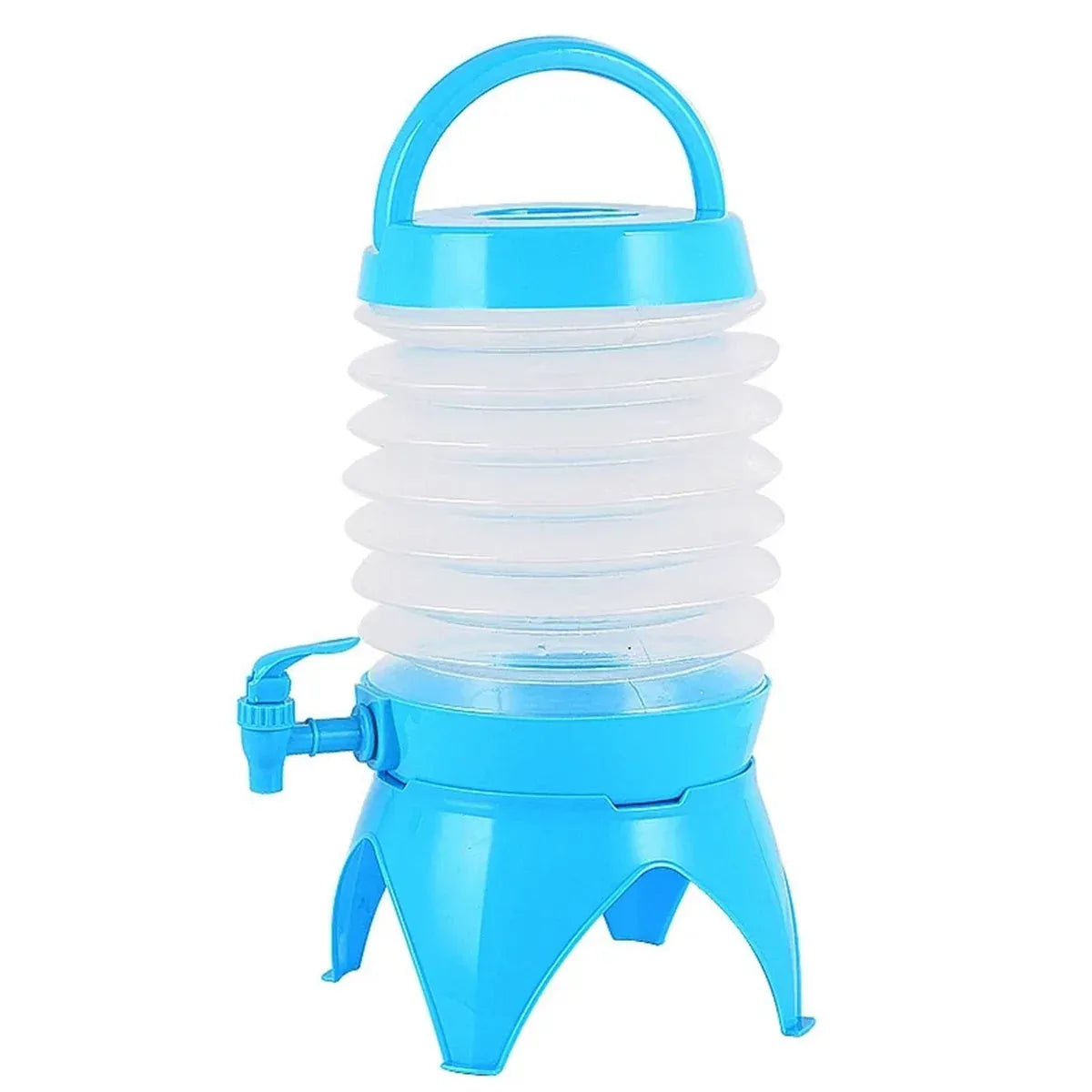 5.5L Outdoor Water Container Camping Folding Water Beer Juice Travel Bucket Use - Blue