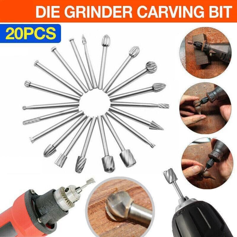 20Pcs Tungsten Steel Solid Carbide Burrs For Dremel Rotary Tool Bit Accessories