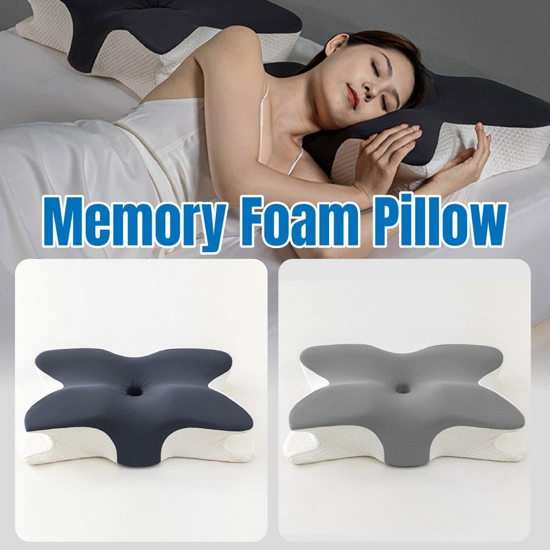 Memory Foam Butterfly Pillow Neck Support Slow Rebound Cervical Pillow - Dark Grey