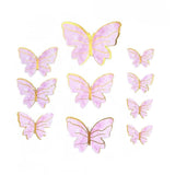 10Pcs Butterfly Paper Toppers Happy Birthday Cake & Festival Theme Decor - Pink Stripe
