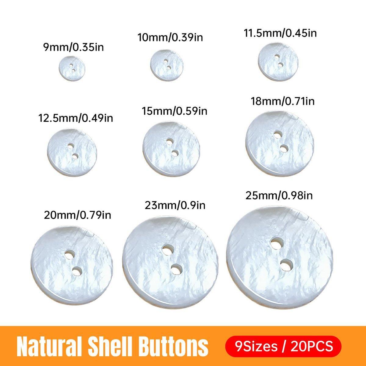 20pcs White Shirt Buttons Round Two Eyes Sewing Craft DIY Clothing Supplies - 20mm