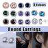 Female Round Zircon Stud Earrings Full Diamond Boucle Big Hollow Cubic Gift - Colourful