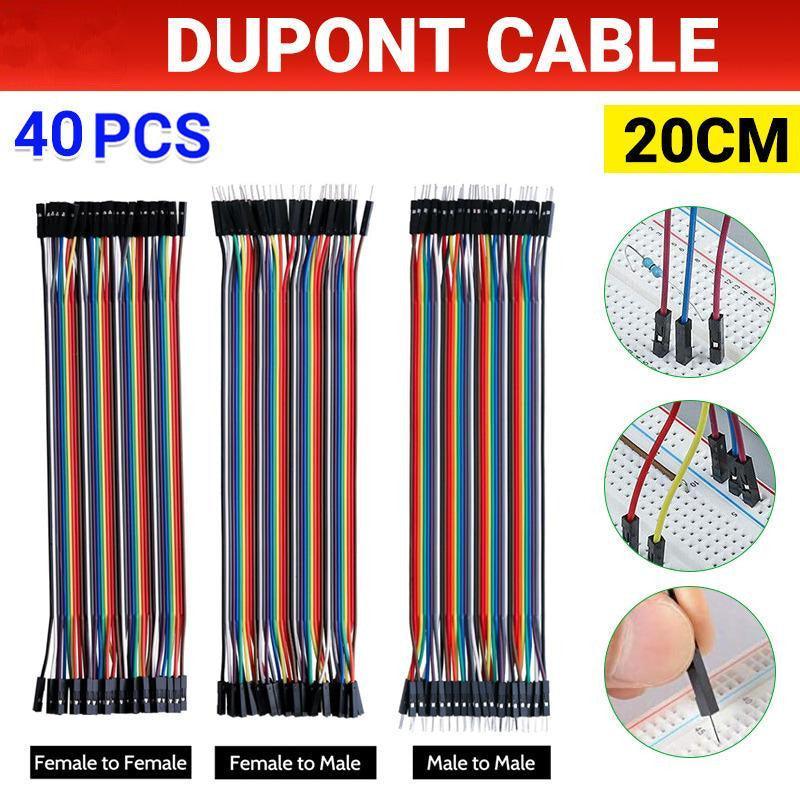 40PCS Dupont Cable 20cm Jumper Wire for Arduino RPi breadboard - Male to Male 20CM