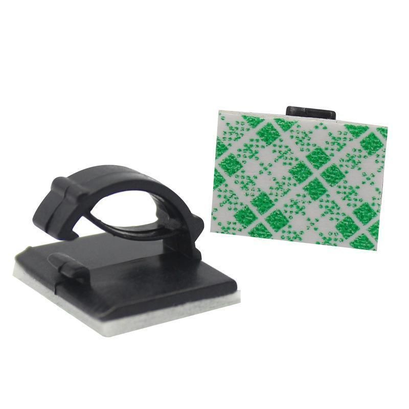 100X Cable Clips Holder Tidy Adhesive Home Car Wire Tie Fixer Drop Clamp Cord - Black-100PCS
