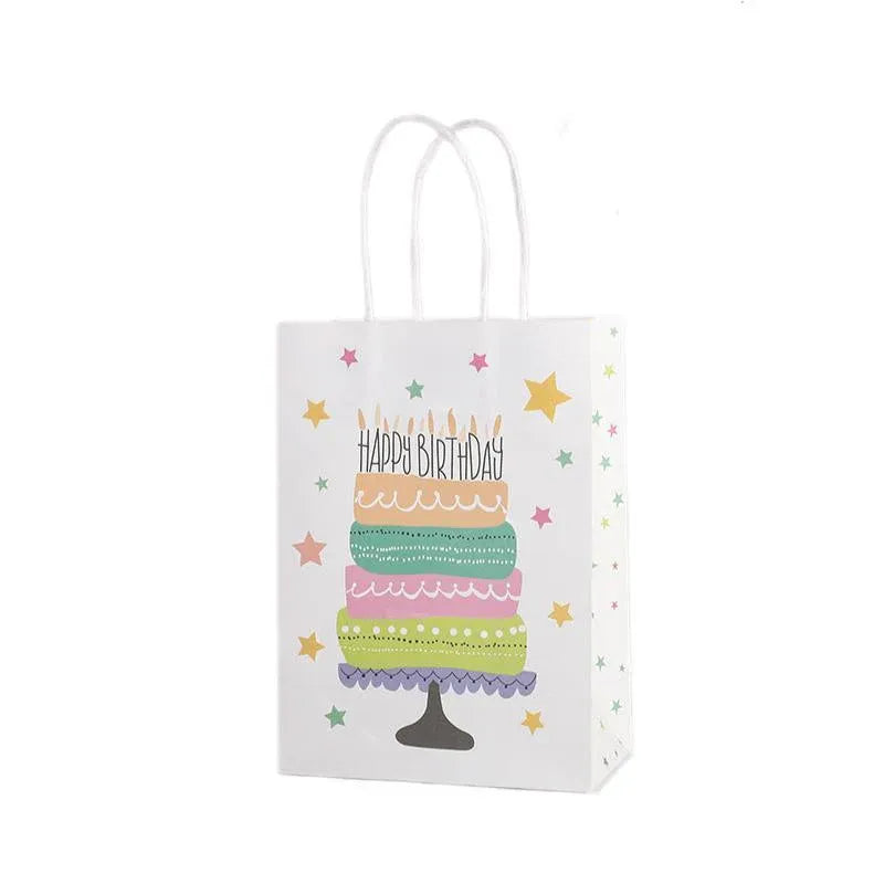 30X Premium Kraft Paper Tote Bag Durable Stylish High Capacity Birthday Gift Handbag - Cake-30pcs