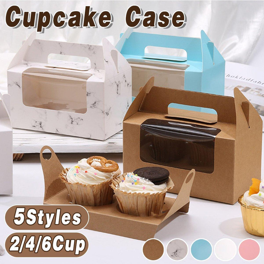 25pcs Portable Cupcake Packaging Box with Transparent Window for Easy Opening - White-2Cup