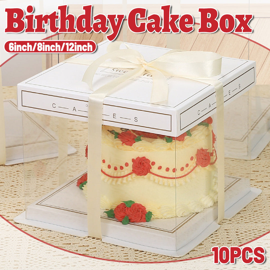 10PCS Clear Cake Box Treat Display Portable Packaging Food Safe PET Birthday - 6inch