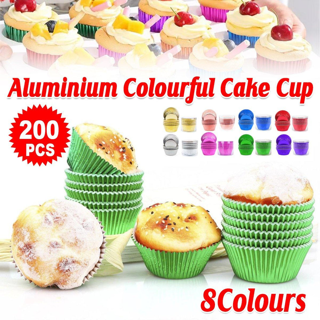 200 Pcs Colored Baking Paper Cupcake Trays Muffin Liners for Party Baking - Pink