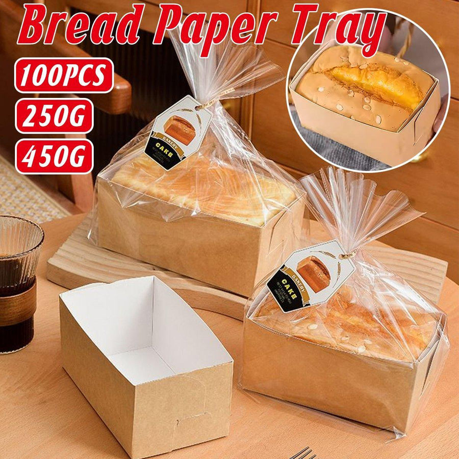 100pcs Cake Bread Packaging Box Toast Paper Carton Bakery Boxes for Party - 450g