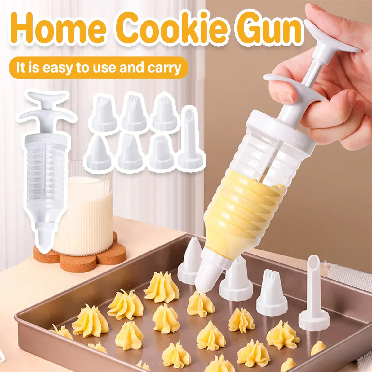 Household Cookie Press Gun Multi Purpose Flower Applicator Baking Cream Tool Set