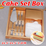Stainless Steel Cake Knife Fork Plate Set With Candles For Party Dessert Serving