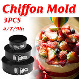 3PCS Removable Bottom Springform Baking Pan Set for DIY Dessert Makin 4/7/9Inch