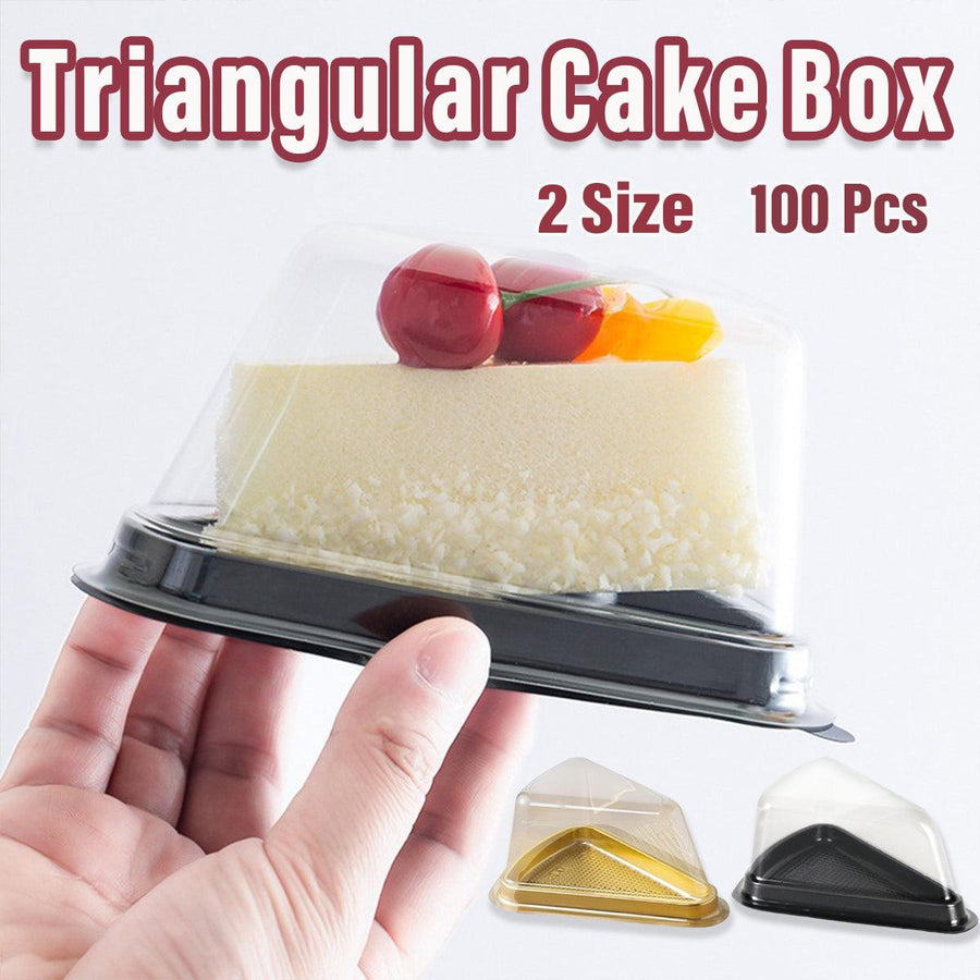 100pcs Triangle Cake Boxes for Bakery Packaging Pastry Gift Boxes for Parties - Black-7x14x6cm