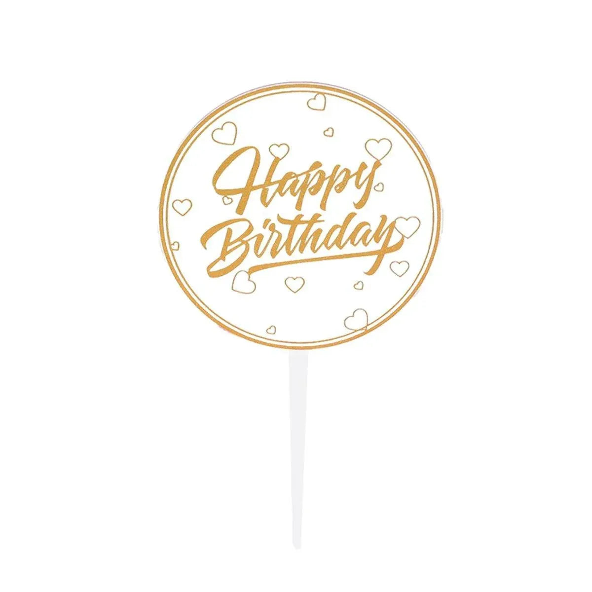 Happy Birthday Anniversary Wedding CakeCardboard Topper Acrylic Party Decoration - 01