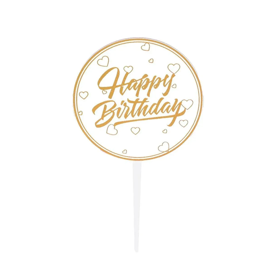 Happy Birthday Anniversary Wedding CakeCardboard Topper Acrylic Party Decoration - 01