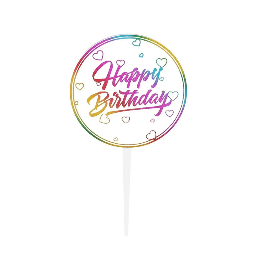Happy Birthday Anniversary Wedding CakeCardboard Topper Acrylic Party Decoration - 02