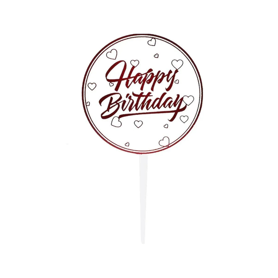 Happy Birthday Anniversary Wedding CakeCardboard Topper Acrylic Party Decoration - 04