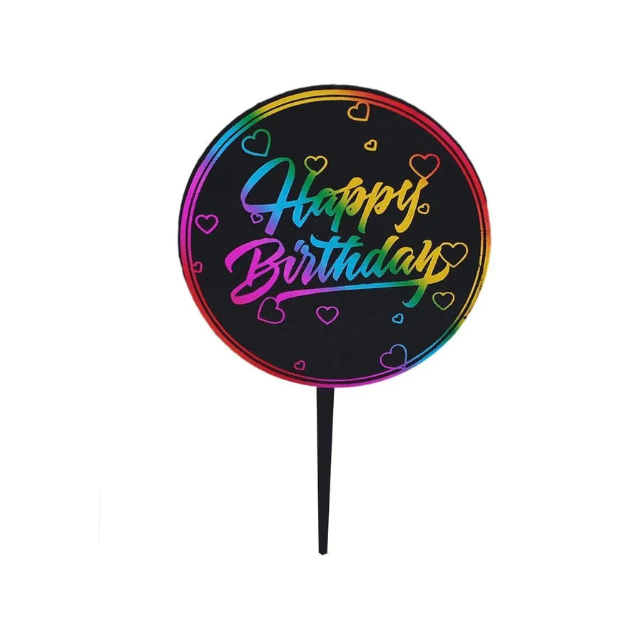 Happy Birthday Anniversary Wedding CakeCardboard Topper Acrylic Party Decoration - 05
