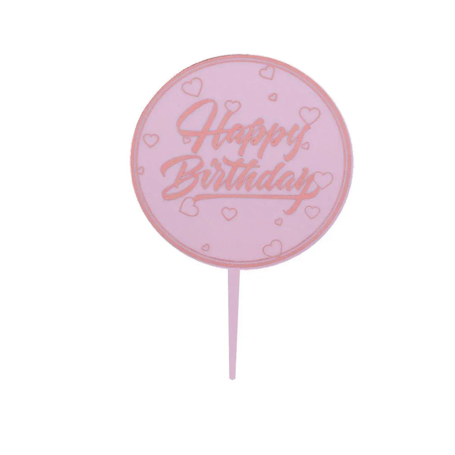 Happy Birthday Anniversary Wedding CakeCardboard Topper Acrylic Party Decoration - 09