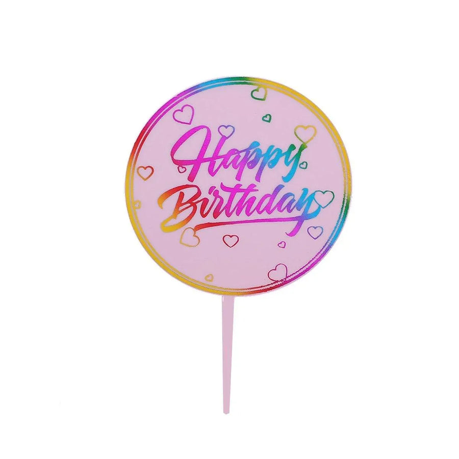 Happy Birthday Anniversary Wedding CakeCardboard Topper Acrylic Party Decoration - 10
