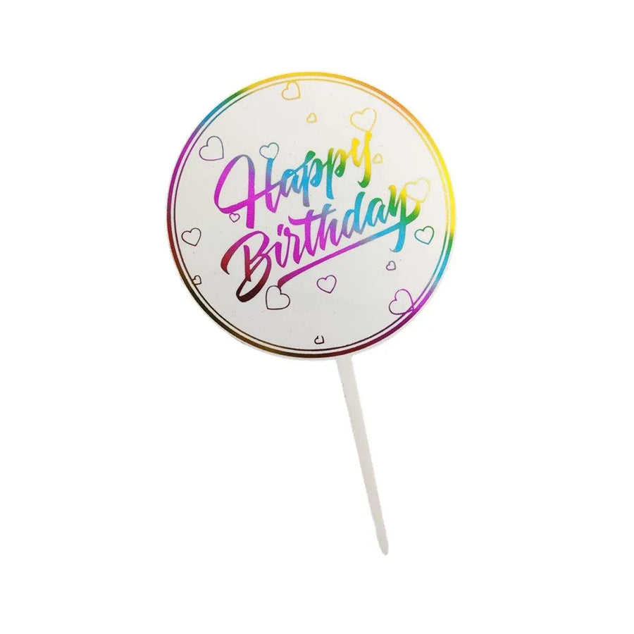 Happy Birthday Anniversary Wedding CakeCardboard Topper Acrylic Party Decoration - 15