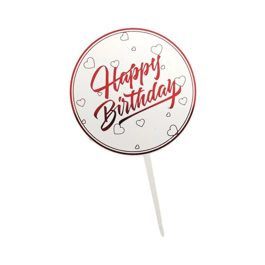 Happy Birthday Anniversary Wedding CakeCardboard Topper Acrylic Party Decoration - 16