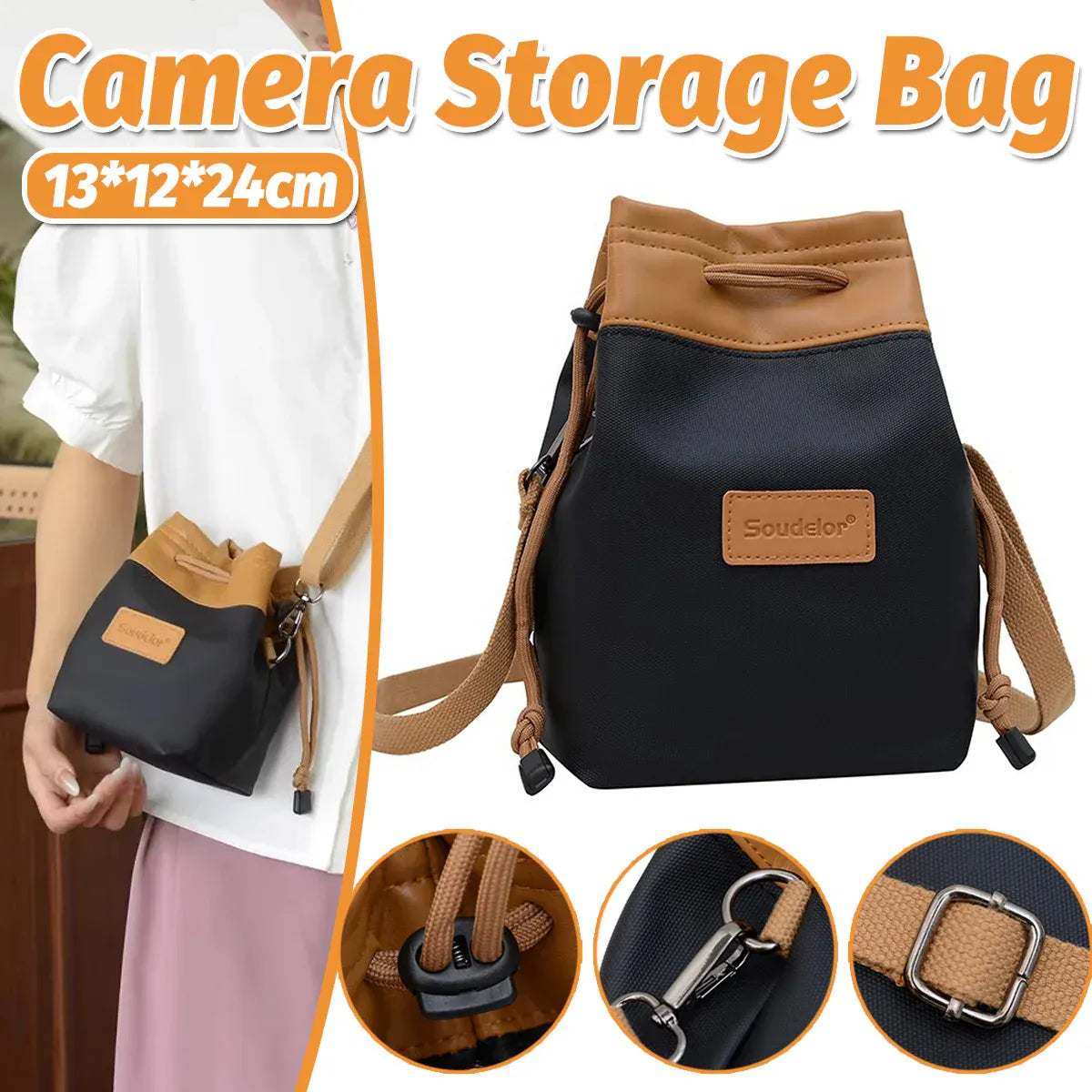 Waterproof Camera Shoulder Bag Lens Storage Case DSLR Mirrorless Travel Pouch