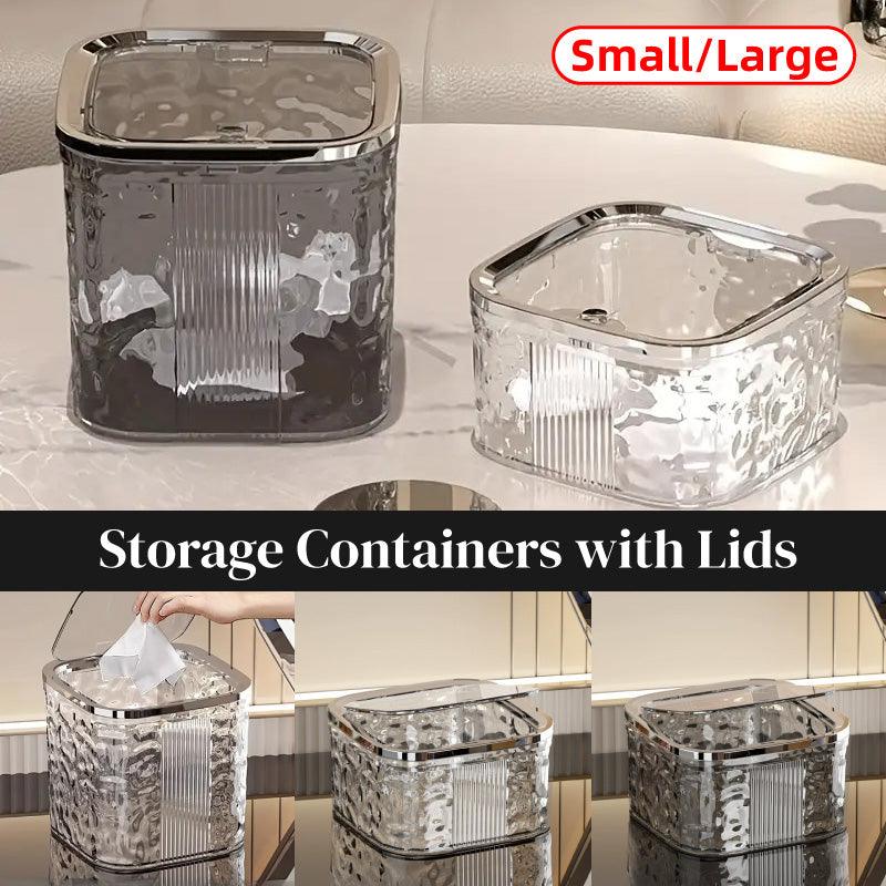 Desktop Mini Trash Can Small Waste Bin Storage Bucket for Office Kitchen Home - Grey-L