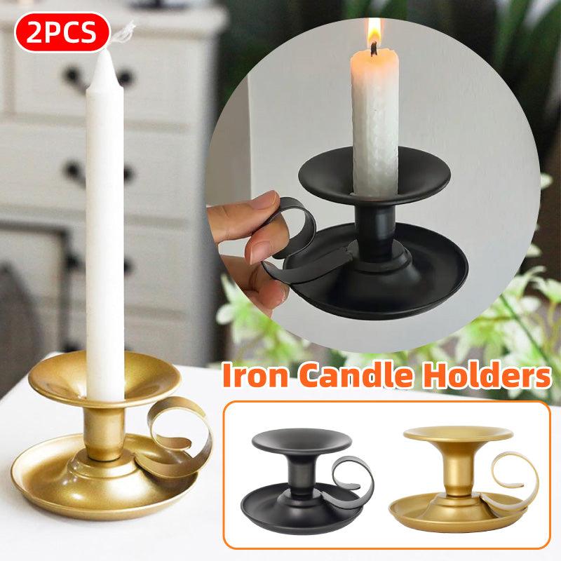 2pcs European Iron Candle Holders for Candlelight Dinner Decorative Lighting - Gold