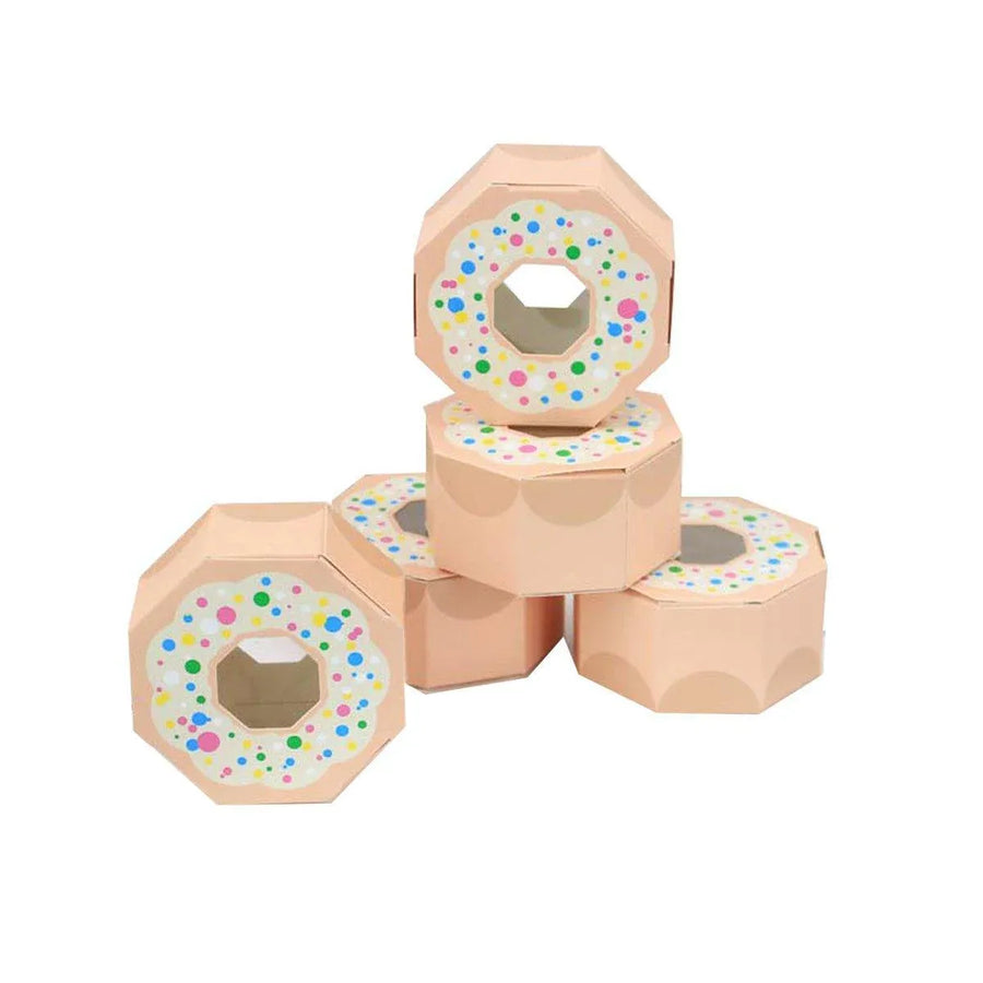 100pcs Wedding Candy Boxes Gift Packaging Doughnut Biscuit Box Paper Party Favor - Champagne