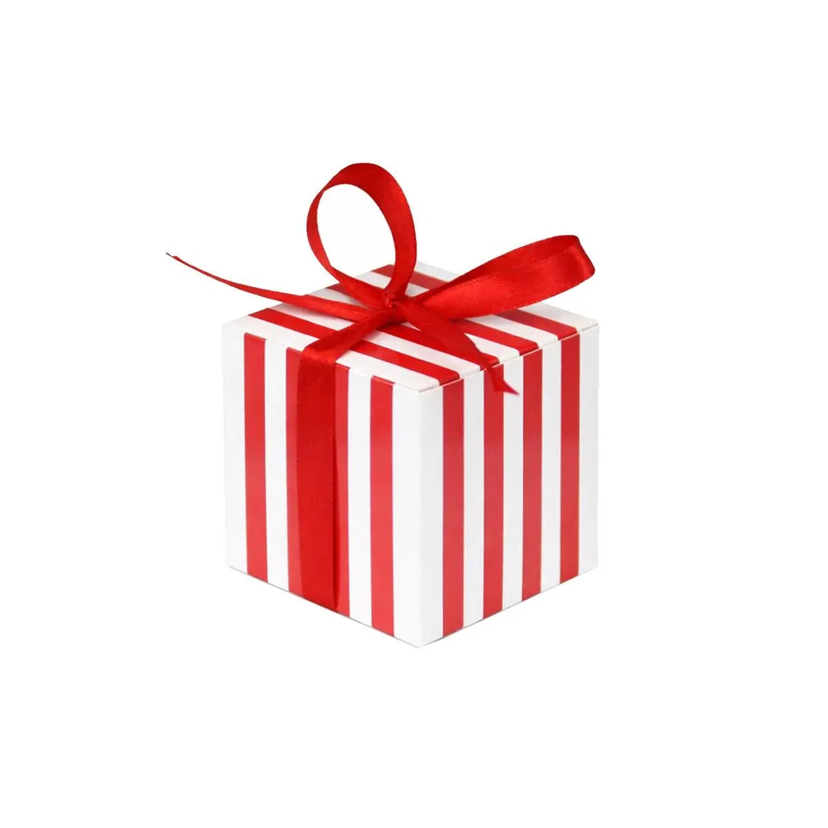 100Pcs Square Favour Boxes with Ribbon Wedding Birthday Party Decorative Gift Box - Red