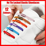 No Tie Locked Elastic Shoelace Shoe Lace Lazy Laces Sports Sneakers - White
