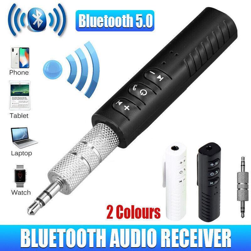 Bluetooth 5.0 Audio Receiver Wireless 3.5mm AUX Music Adapter for Car Home Stereo - White