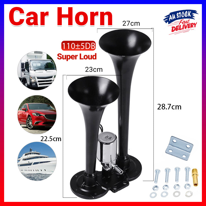 12V 24V Dual Trumpet Air Horn with Electric Valve 110dB for Truck Boat Lorry
