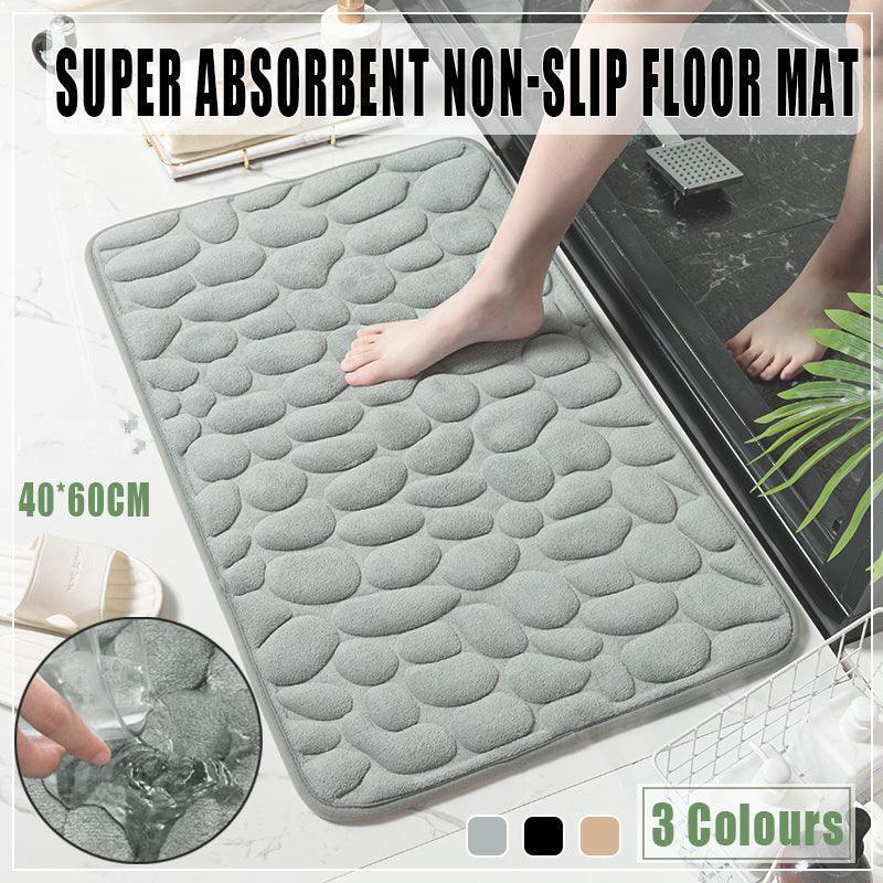 40x60cm Non-Slip Memory Foam Bath Mat Super Absorbent Floor Rug for Bathroom Use - Grey