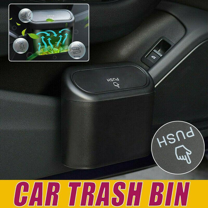 Mini Car Trash Bin with Lid Multifunction Rubbish Can for Vehicle Office Desktop Use