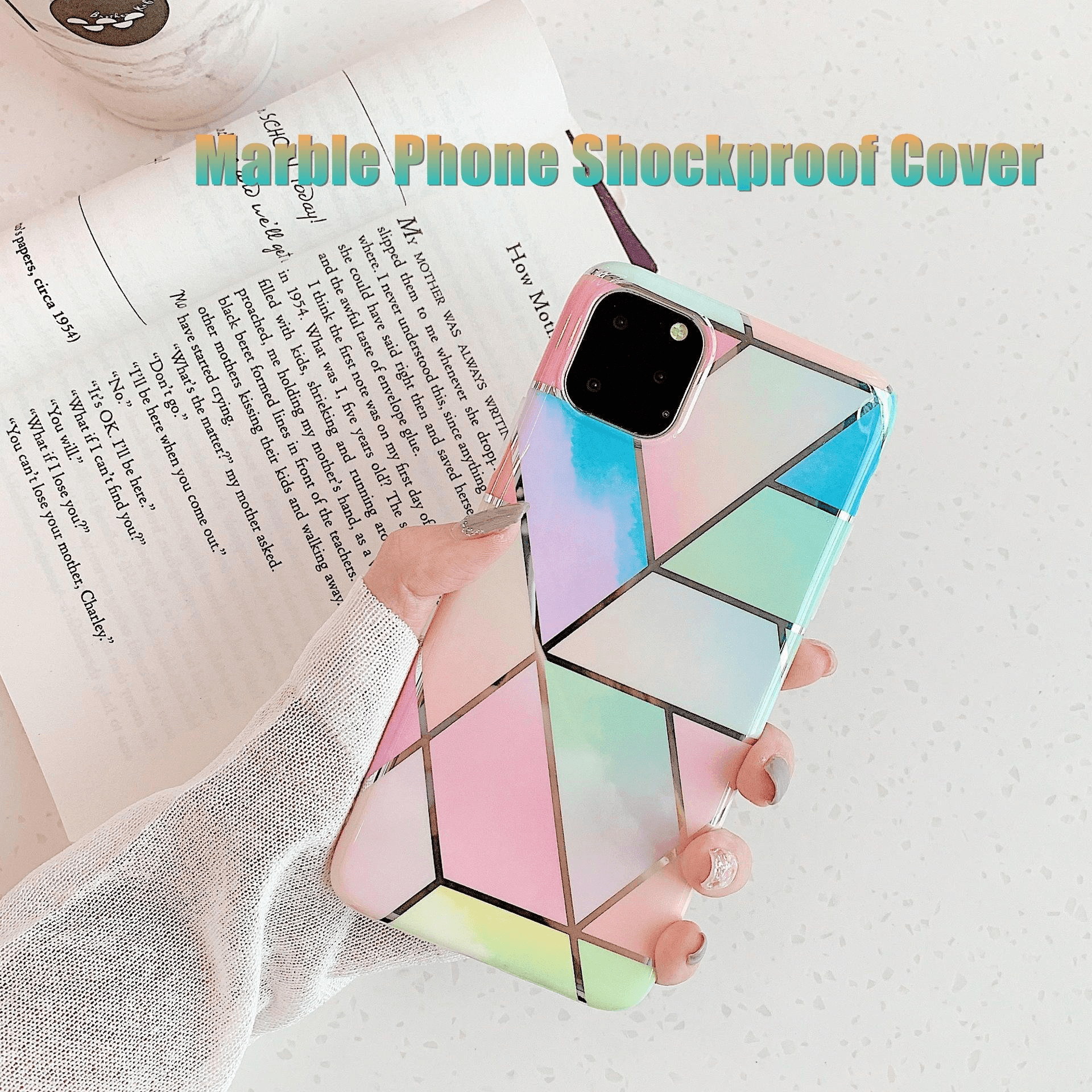 Rainbow Case for iPhone 14 13 12 11 Pro Max XR XS Marble Phone Shockproof Cover Silicone - For iphone XR