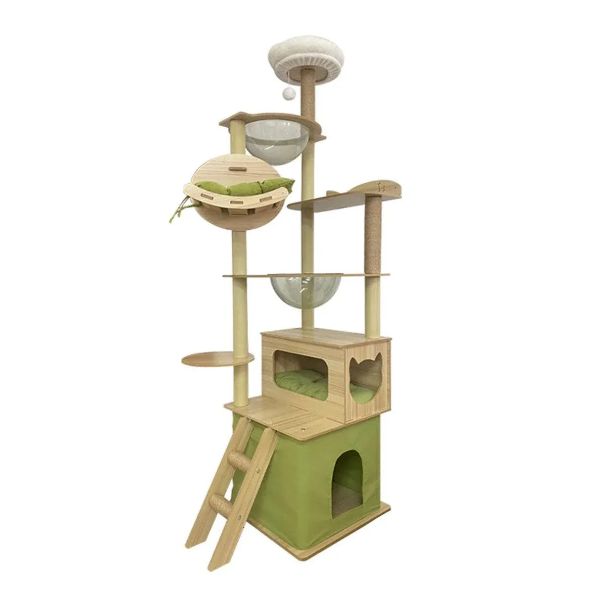 Multi Functional Cat Climbing Tree Tower Stand House Furniture Activity Center - Green