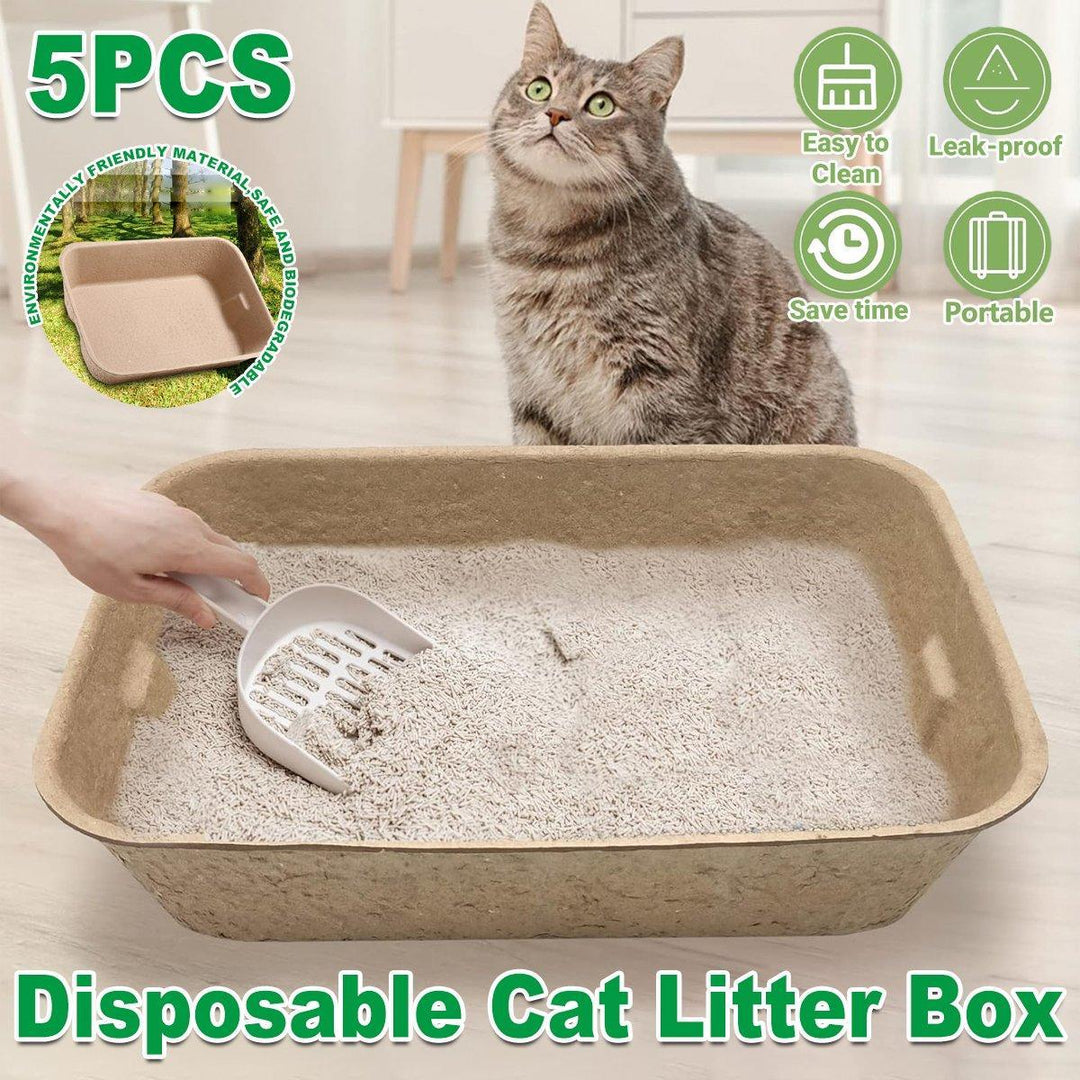 5pcs Disposable Cat Litter Pan Open Design Easy Clean Litter Box Pet Cleaning