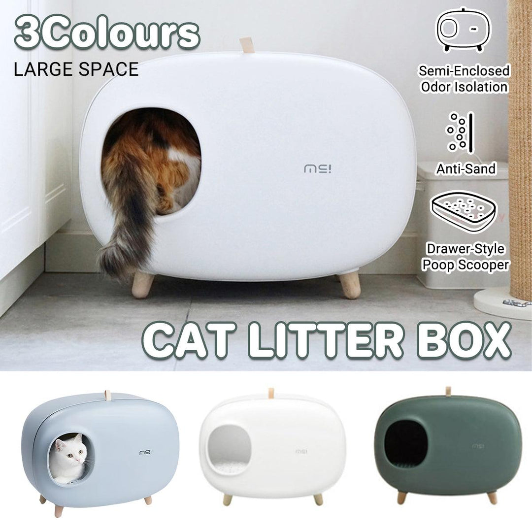 Cat Litter Box Semi-closed Cat Supplies Cat Toilet Drawer Large Cat Litter Box - Green