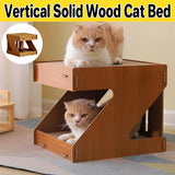 Solid Wood Cat Scratching Board Integrated Vertical Double-layer Cat House