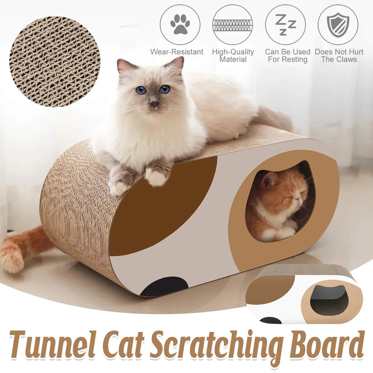 Durable Cat Tunnel Scratcher Bed Combo Interactive Toy House For Kittens Pets