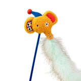 Circus Themed Cat Teaser Stick Interactive Teaser Pole Toy for Cats and Kittens - Long-Nosed Elephant