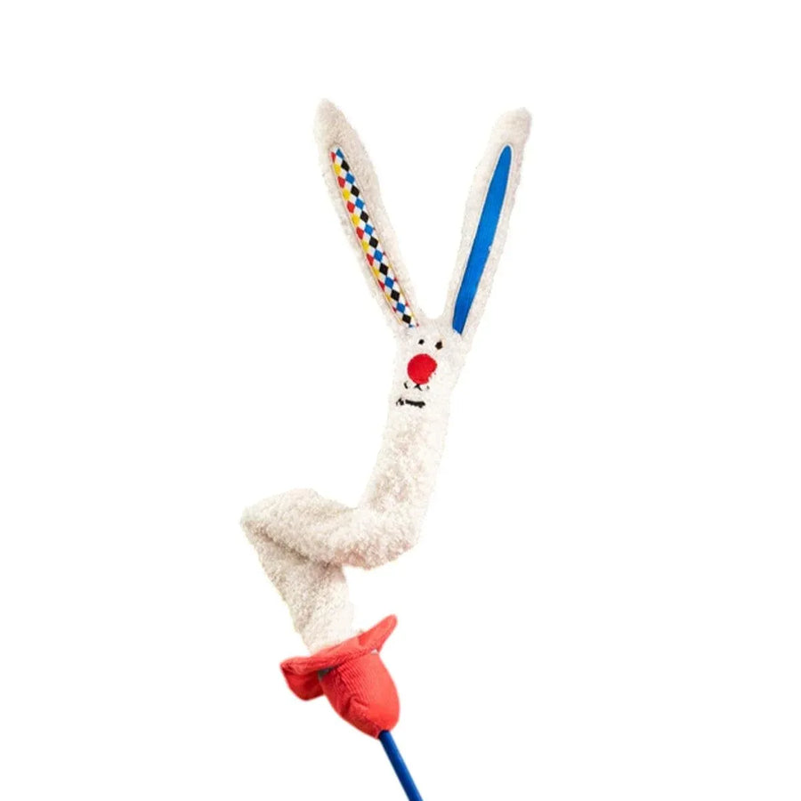 Circus Themed Cat Teaser Stick Interactive Teaser Pole Toy for Cats and Kittens - Juggling Rabbit