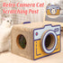 Cat Scratcher Bed Retro Camera Design Corrugated Cardboard Cat Nest Pet House