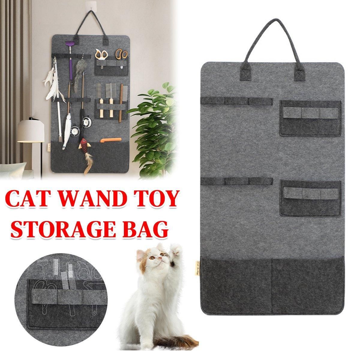 Large Capacity Cat Stick Cat Toy Storage Bag Hanging Felt Pet Supplies Organizer